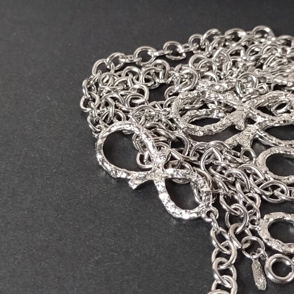 Long 57 Inch Silver Tone Emmons Necklace - Picture 5 of 11